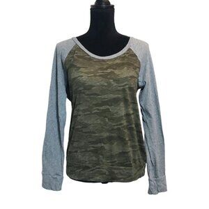 Caslon Camo Color Block Long Sleeve Tee - Size Small